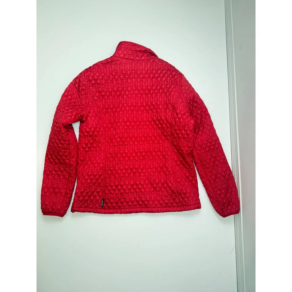 Lands End Kids Red Quilted PrimaLoft Full Zip Jacket Mock Neck‎ Size L 14-16
